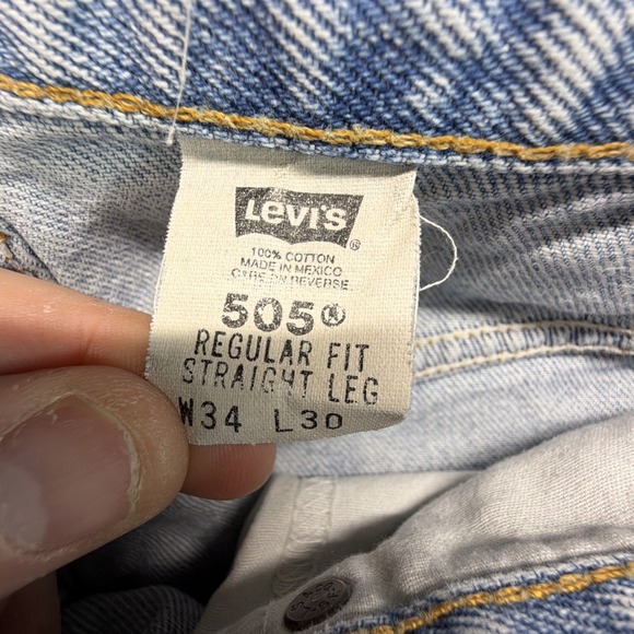 Vintage Levis 505 Jeans Mens 34x30 (Fits 32x28.5) Blue Regular Fit Denim Y2K - Picture 7 of 16